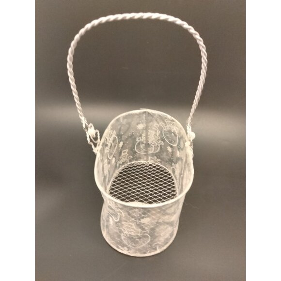 Silver Snowman Beaded Basket Snowflake Metal Wire - Picture 5 of 7